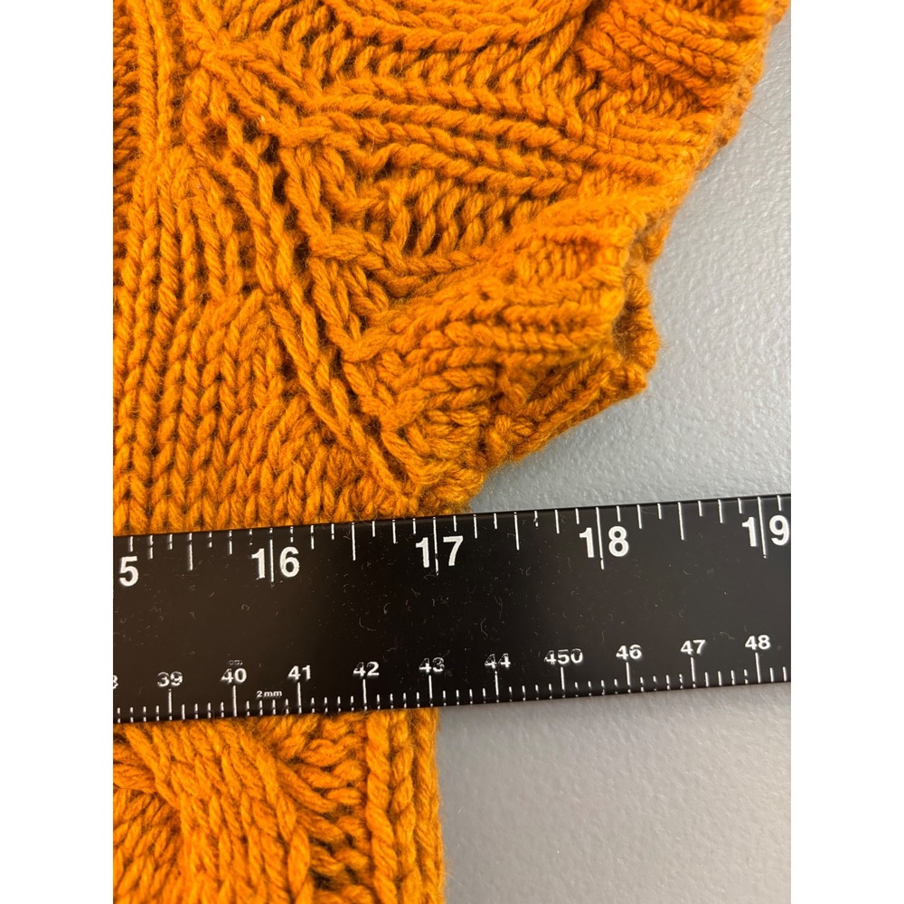 Banana Republic Mustard Orange Cable Knit Cashmere Wool Blend SS Sweater M Chic - Picture 6 of 9